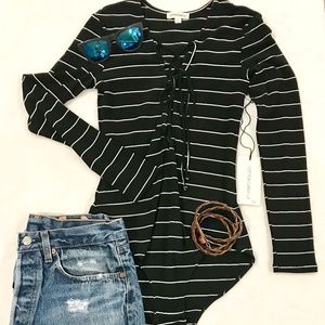 NWT Striped Body Suit
